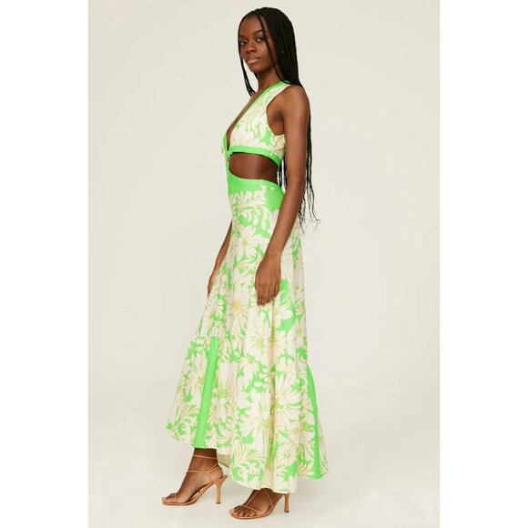 R-201. Sandro Ludmila Cutout Dress Green US 4 - Picture 2 of 5